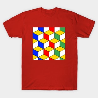 Vivid Colors Isometric Cubes Geometric Pattern T-Shirt